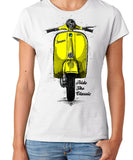 Ride The Classic Vespa. Women T-shirt in White Colour