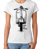 Ride The Classic Vespa. Women T-shirt in White Colour