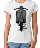 Ride The Classic Vespa. Women T-shirt in White Colour