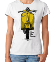 Ride The Classic Vespa. Women T-shirt in White Colour