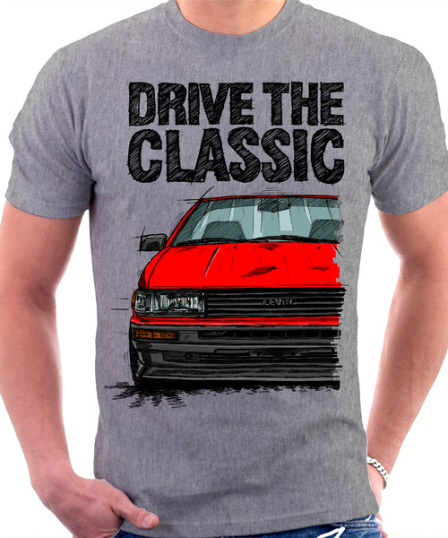 Drive The Classic Toyota AE86 Levin. T-shirt in Heather Grey Colour