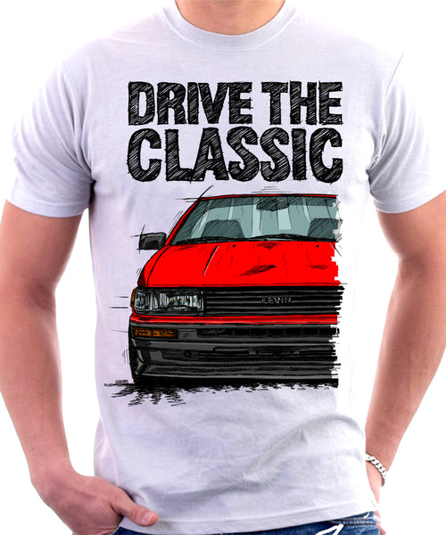 Drive The Classic Toyota AE86 Levin. T-shirt in White Colour