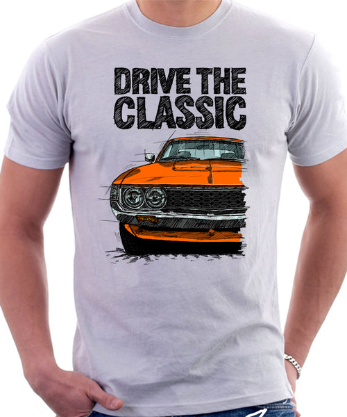 Drive The Classic Toyota Celica 1st Generation ST Late Models. T-shirt in White Colour