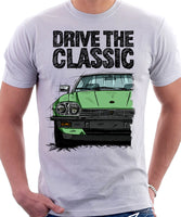 Drive The Classic Jaguar XJ-S Early Model Round Headlights. T-shirt in White Colour