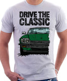 Drive The Classic Jaguar XJ-S Early Model Round Headlights. T-shirt in White Colour