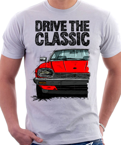 Drive The Classic Jaguar XJ-S Late Model. T-shirt in White Colour