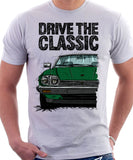 Drive The Classic Jaguar XJ-S Late Model Round Headlights. T-shirt in White Colour