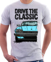 Drive The Classic Jaguar XJ-S Late Model Round Headlights. T-shirt in White Colour