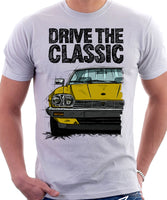 Drive The Classic Jaguar XJ-S Late Model Round Headlights. T-shirt in White Colour