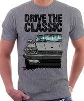 Drive The Classic Jaguar XJ-S Late Model Round Headlights. T-shirt in Heather Grey Colour