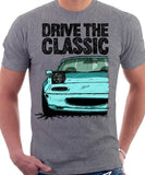 Drive The Classic Mazda MX5 1st Generation Lights Open. T-shirt in Heather Grey Colour