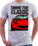 Drive The Classic Mazda MX5 1st Generation Lights Open. T-shirt in White Colour