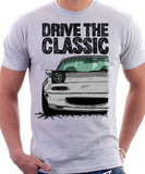 Drive The Classic Mazda MX5 1st Generation Lights Open. T-shirt in White Colour