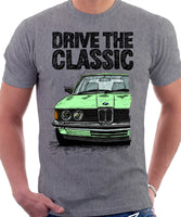 Drive The Classic BMW E21 Double Headlights. T-shirt in Heather Grey Colour