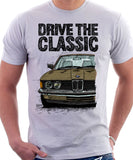 Drive The Classic BMW E21 Double Headlights. T-shirt in White Colour