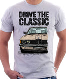 Drive The Classic BMW E21 Double Headlights. T-shirt in White Colour