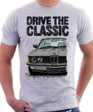 Drive The Classic BMW E21 Double Headlights. T-shirt in White Colour