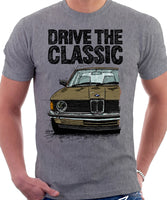 Drive The Classic BMW E21 Single Headlights. T-shirt in Heather Grey Colour