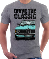 Drive The Classic BMW E21 Single Headlights. T-shirt in Heather Grey Colour