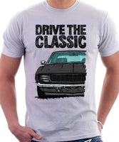 Drive The Classic Chevrolet Camaro RS 1969. T-shirt in White Color