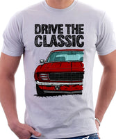 Drive The Classic Chevrolet Camaro RS 1969. T-shirt in White Color