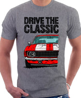 Drive The Classic Chevrolet Camaro SS 1969. T-shirt in Heather Grey Color