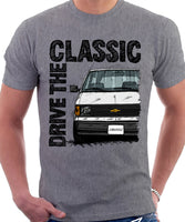 Drive The Classic Chevrolet Astro 1 Black Bumper. T-shirt in Heather Grey Colour