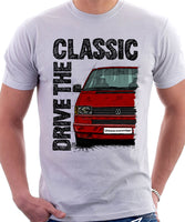 Drive The Classic VW Transporter T4 Early Model Colour Bumper . T-shirt in White Colour