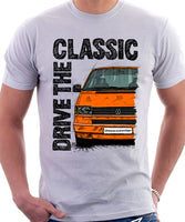 Drive The Classic VW Transporter T4 Early Model Colour Bumper . T-shirt in White Colour