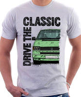 Drive The Classic VW Transporter T4 Early Model Colour Bumper . T-shirt in White Colour