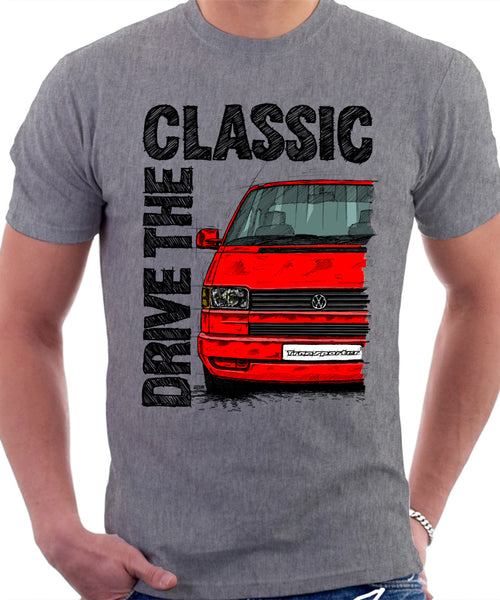 Drive The Classic VW Transporter T4 Late Model Colour Bumper . T-shirt in Heather Grey Colour