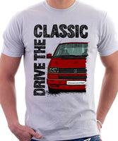 Drive The Classic VW Transporter T4 Late Model Colour Bumper . T-shirt in White Colour