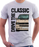 Drive The Classic VW Transporter T4 Late Model Colour Bumper . T-shirt in White Colour