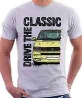 Drive The Classic VW Transporter T4 Late Model Colour Bumper . T-shirt in White Colour