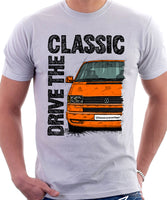 Drive The Classic VW Transporter T4 Late Model Colour Bumper . T-shirt in White Colour