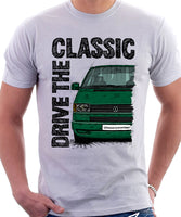 Drive The Classic VW Transporter T4 Late Model Colour Bumper . T-shirt in White Colour