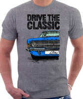 Drive The Classic Ford Cortina Mk3 Early Model XL and L. T-shirt in Heather Grey Colour