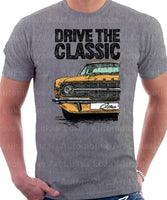 Drive The Classic Ford Cortina Mk3 Early Model XL and L. T-shirt in Heather Grey Colour