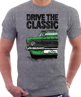 Drive The Classic Ford Cortina Mk3 Late Model L and Base. T-shirt in Heather Grey Colour