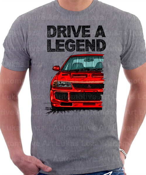 Drive A Legend Mitsubishi Lancer Evolution 3. T-shirt in Heather Grey Colour