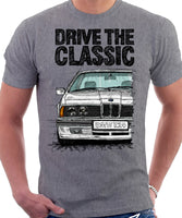 Drive The Classic BMW E24 Late Model. T-shirt in Heather Grey Colour