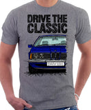 Drive The Classic BMW E24 Standard Early Model. T-shirt in Heather Grey Colour