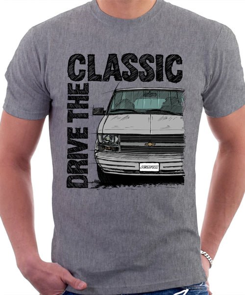 Drive The Classic Chevrolet Astro 2 Early Model. T-shirt in Heather Grey Colour