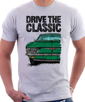 Drive The Classic Chevrolet Corvair 2nd Gen 1965. T-shirt in White Color