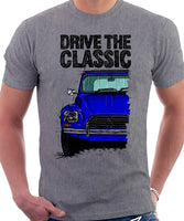 Drive The Classic Citroen Dyane Late Model (Black Roof). T-shirt in Heather Grey Colour