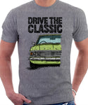 Drive The Classic Ford Cortina Mk2 Chrome Grille. T-shirt in Heather Grey Colour