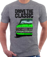 Drive The Classic Ford Cortina Mk2 Chrome Grille. T-shirt in Heather Grey Colour