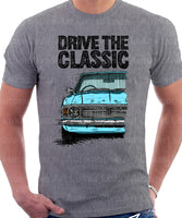 Drive The Classic Ford Cortina Mk2 Chrome Grille. T-shirt in Heather Grey Colour