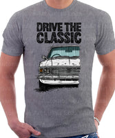 Drive The Classic Ford Cortina Mk2 Chrome Grille. T-shirt in Heather Grey Colour