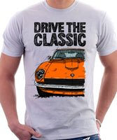 Drive The Classic Datsun 240Z/260Z. T-shirt in White Colour